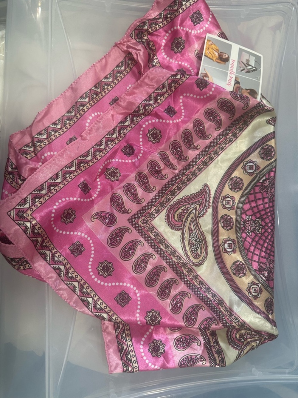 Pink Paisley Satin Scarf